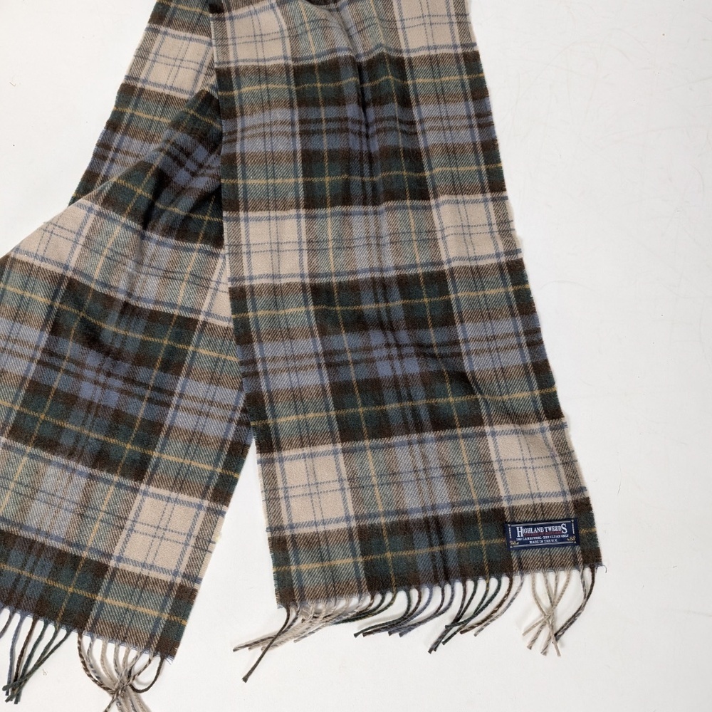 Vintage Highland Tweeds Lambswool Scarf Rectangular Fringe Plaid Tartan - Picture 5 of 10